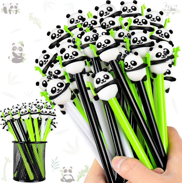 Panda Pen for Kids, 30Pcs Animal Cartoon Panda Gel Ink Pens, 0.5 mm Black Ink for School Office Home Gift