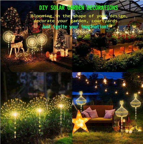TYASDBA Outdoor,155LED 8 (2Pack) Garden Decor Solar Lights lighting modes pole light Waterproof Warm White Solar Garden