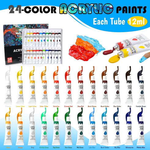 WOWOSS Set, 40PCS 24 3 Tabletop Art Easel Box Painting Kit for Adult Artists & Beginners, Easel Stand with Acrylic
