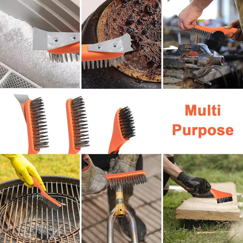 VASTOOLS Wire Brush Cleaning Set 3Pc, Detail Brush 10-1/2" and 8" for Cleaning Rust, Dust, and Welding Slag