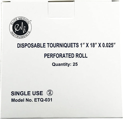 EMI Disposable Tourniquet Perforated Roll, 1" x 18", Latex-Free, Blue, Pack of 25