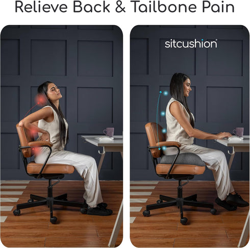 Tailbone Extra Large Office Chair Cushion for Sciatica Pain Relief, Memory Foam Seat Cushion for Car Seat Pad