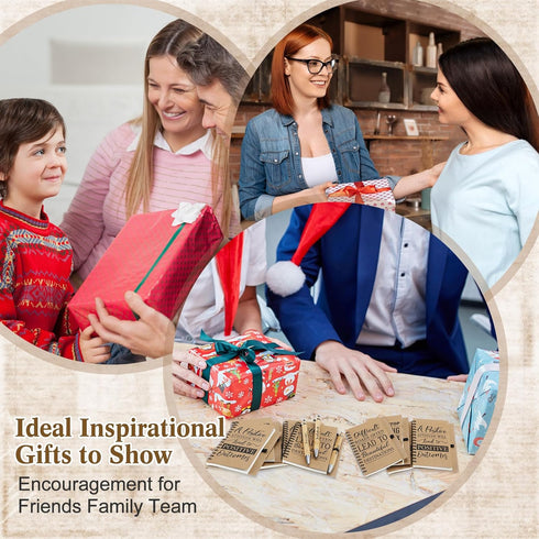 Geyoga 72 Pcs Employee Appreciation Gifts Set, Inspirational Spiral Kraft Notebooks with Motivational Bamboo Pens.