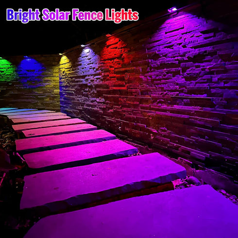 Wall(8 Pack,Black) Yivsen Solar Fence Lights, Warm White & RGB Fence Lights Outdoor Step Lights Outdoor Waterproof LED