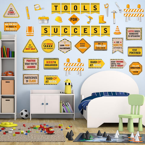 Outus 47 Pcs Construction Bulletin Board Set, Construction Theme Cutouts for Classroom Decorations