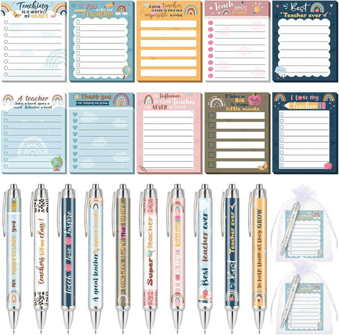 Cholemy 60 Pcs Teacher Appreciation Gifts Set, Cute Sticky Notes, Notepads, Pens for Teacher Christmas Gifts