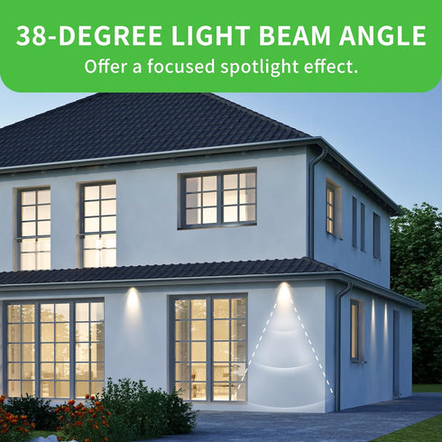 PAR38 Bulbs, 3000K, 150W 17W, 1600LM, Bulb, 2 Pack, Non-Dimmable, HQ-H034 Qualilux Dusk to Dawn LED Flood Light Warm