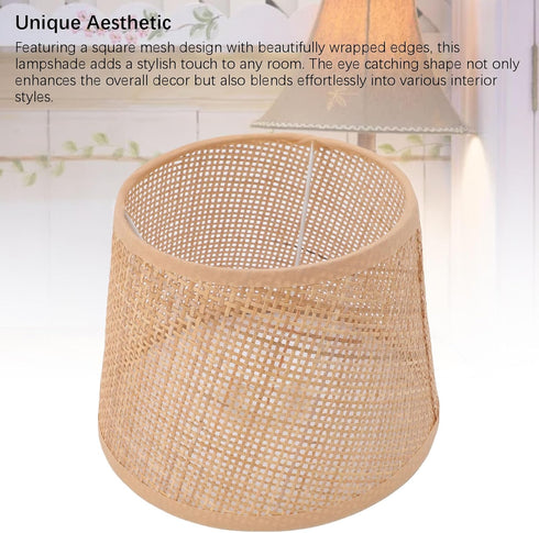 E27 E14 Rattan Lamp Shade Small Rattan Woven Cylinder Lamp Shade Boho Lamp Shades for Floor Lamps, Pendant Light