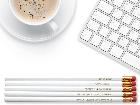 Boss Babe - Inspirational Pencils Engraved With Funny And Motivational Sayings For School And The Office by Fresh Prints of CT