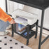 HOOBRO 2-Tier Printer Stand with Charging Station, Under Desk Printer Table, Printer Cart with Storage Shelves, Black