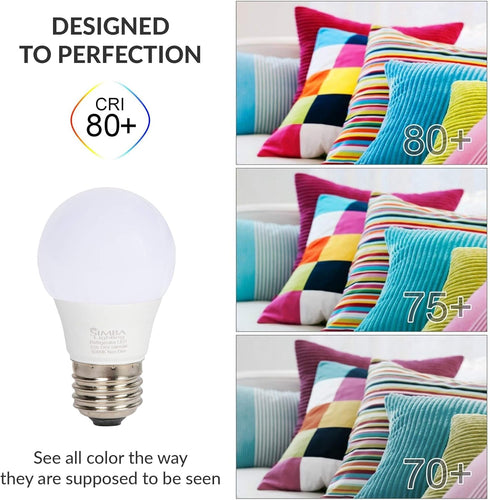 Simba Lighting A15 Refrigerator Light Bulbs, 2-Pack, 5W 40W Replacement, Waterproof, E26 Base, 5000K