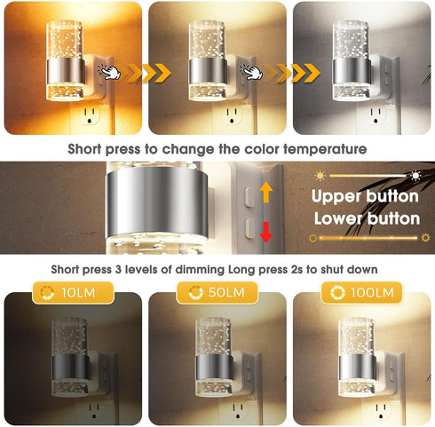 2 Pack, Dimmable 3 L LOHAS LED Night Lights Plug into Wall Night Light with Dusk-to-Dawn Sensor, Soft White/Cool