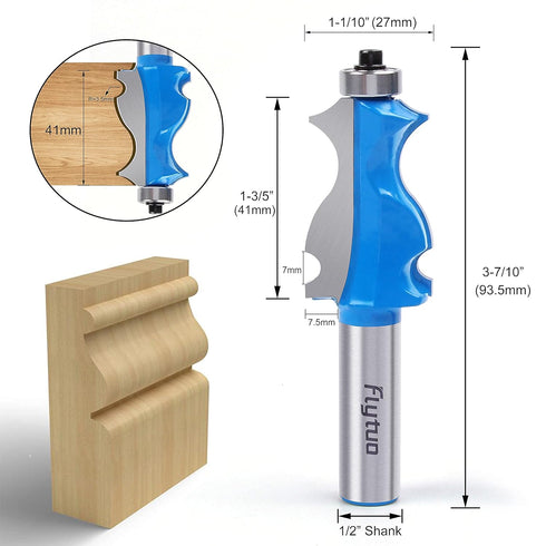 2PCS Architectural Molding Router Bit Set with 1/2" Shank for Woodworking