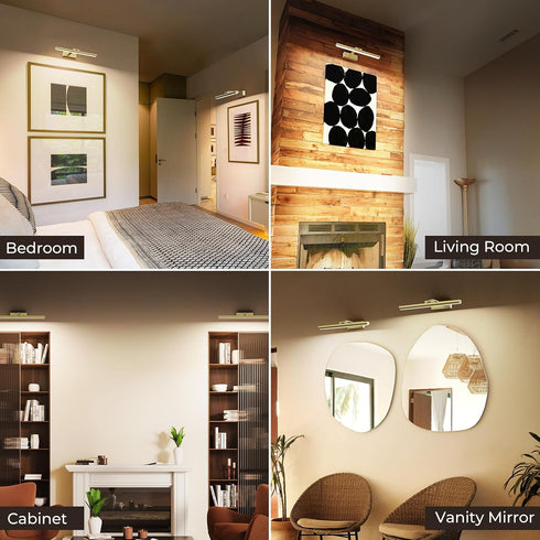Dimmable 16inch) Wireless Picture Lights for Wall, Battery Operated Wall Light for Painting Rechargeable CCT Rotatable