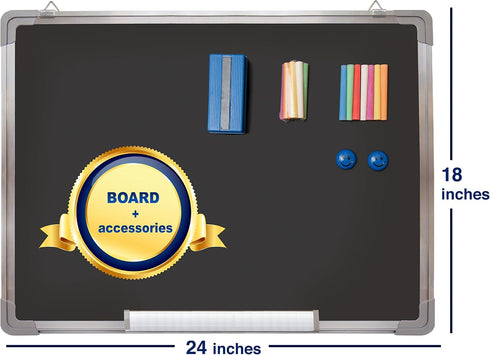 Navy Penguin Set 24 18 inch 1 14 (7 2 (24x18) Chalkboard - Framed Black Board x with Magnetic Eraser, Chalk Sticks