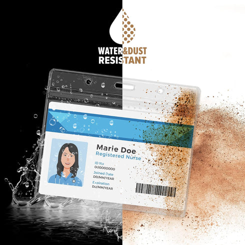 4x3 Inches Card(Holders,50PCS) Horizontal Badge Holder, Clear ID Card Holder with Waterproof Resealable Zip Type