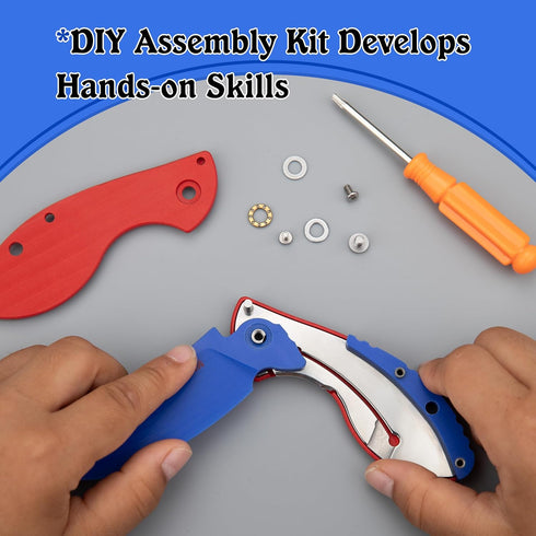 G10 JIN Starry Pocket Knife, Folding Knife DIY Making Kit, Safe Fidget Toy, Knives for Kids, Blade Handle, Boy Scout