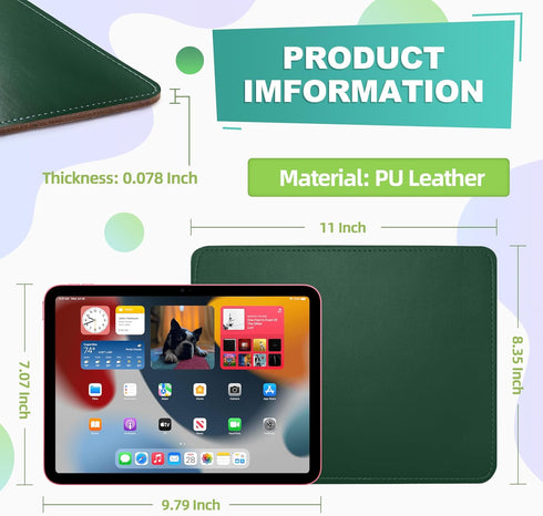 PU Leather Mouse Pad with Stitched Edge - Micro-Fiber Base Non-Slip Waterproof - 8x11 Inch (Army Green)