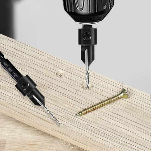 7 Pack Countersink Drill Bits Set, Wood Drill 3in1 with Adjustable Counterbore Cutting Depth and 2 Allen Wrenches