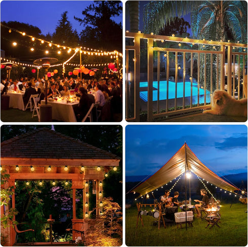 33 100 8 Solar String Lights Outdoor with Remote Waterproof Feet LED Solar Patio Lights USB Rechargeable Light Modes