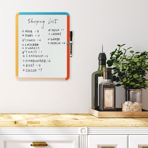 Mr. Pen Dry Erase Board 14” x 11” with Colorful Frame, Black Marker, Small White Board for Kids