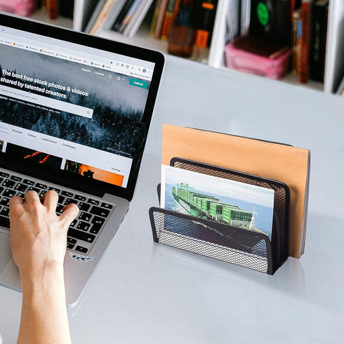 wishacc Desk Mail Organizer - Small File Holders for Desktop Document/Filing/Paper Organization