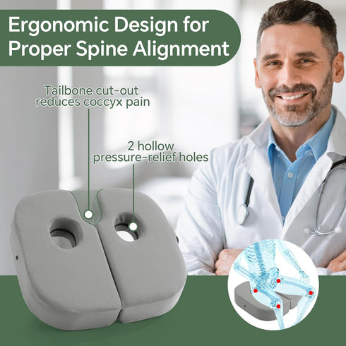Tailbone, HOMBYS Piriformis Seat Cushion for Sitting, Double-Layer Foam Sciatica Seat Cushion with Coccyx Cutout