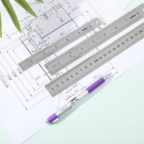 Mr. Pen Stainless Steel Rulers, 3 pcs, 6", 8", & 12", Metal Rulers for School and Office, Thin Flat Design