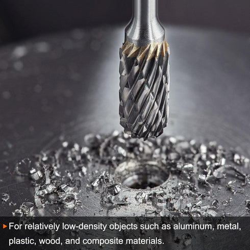 10pcs Carbide Rotary Burrs: 1/8" (3mm) Shank 1/4" (6mm) Head Double Cut Flame H Shape Die Grinder Bits