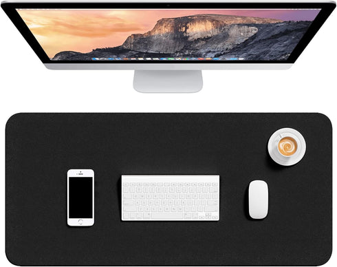 Hsurbtra Desk Pad - 30" x 14" PU Leather Mat, XL Extended Mouse Pad, Waterproof Non-Slip for Office Home, Black