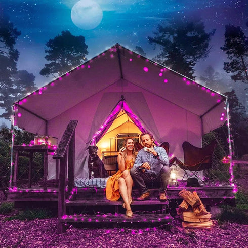 JMEXSUSS 2 Pack Pink Solar Christmas Lights - 33ft 100 LED Waterproof String Lights for Outdoor Decorations