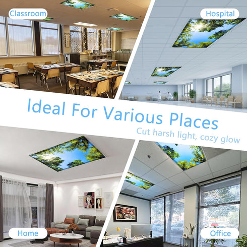 CASYUNE 2pcs 4 2 (Summer) Fluorescent Light Covers - Light Covers for Ceiling Lights Classroom Magnetic Light Filters