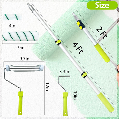 Dekonmon 28 Set, 2-4 4"9" Set Paint Roller Kit with Extension Pole, PCS Ft Pole, Paint Rollers,Paint Roller