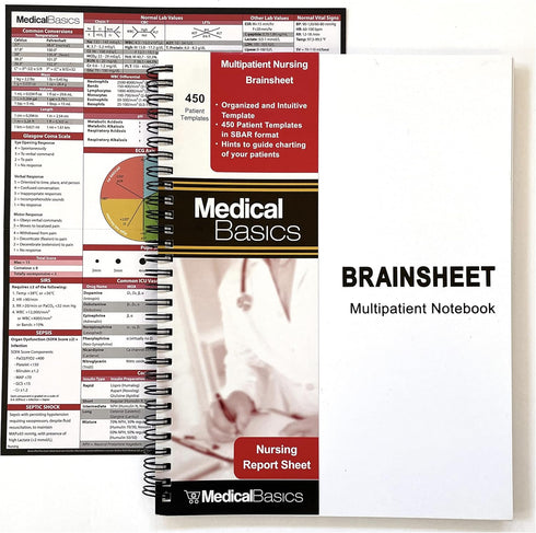 Nursing Brain Sheet Notebook, Multiple Patient Report Sheet, 3 Patients per Template for Nurse and CNA