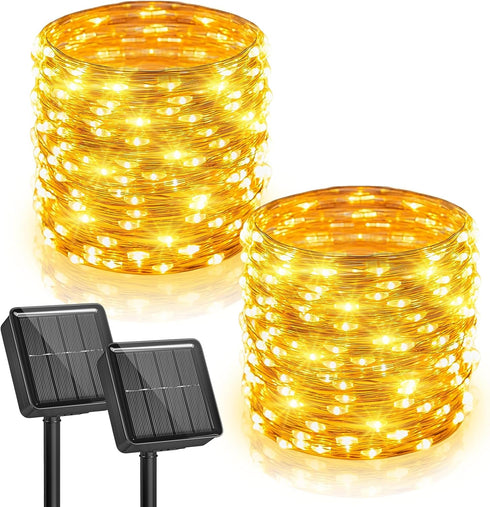 Minetom 2 Pack Solar Fairy Lights, Total 66Ft 200 LED Solar String