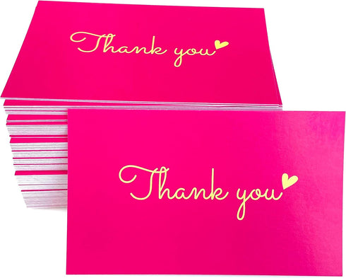 RXBC2011 100 Little Thank You Cards Gold Heart Design Bulk Thank you