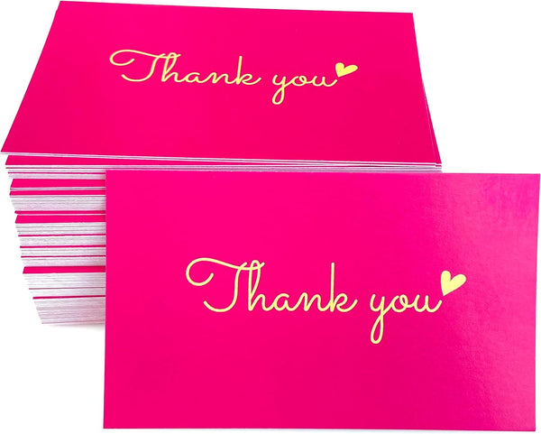 RXBC2011 100 Little Thank You Cards Gold Heart Design Bulk Thank you