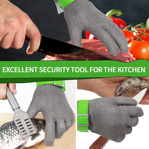 Level 9 Cut Resistant Kitchen Glove,Food Grade,Machine Washable,Stainless Stell Wire Metal Mesh Safety Work Glove for Mandolin,Meat Cutting,Oyster Shucking,and Wood Working (Large)