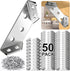 MAPVOLUT 50PCS Corner Brackets For Wood with 300 Screw, Premium Stainless Steel