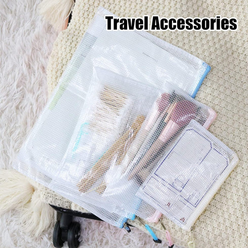 EOOUT 24pcs Waterproof Mesh Zipper Pouch, 8 Sizes, Plastic Travel Bags, Multipurpose for Office Supplies and Storage