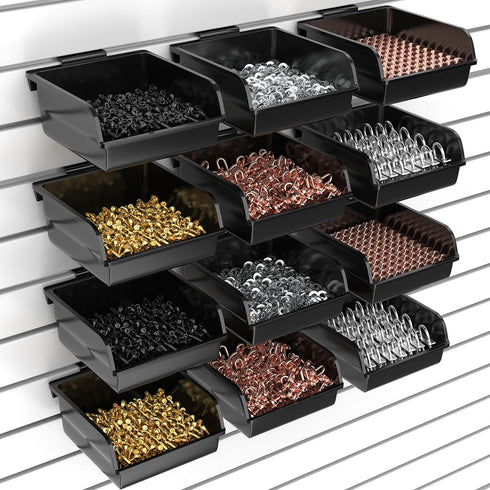 BeapTcely 12 Pack Slatwall Bins with Hooks Plastic Slatwall Organizer Slatwall Containers Workbench