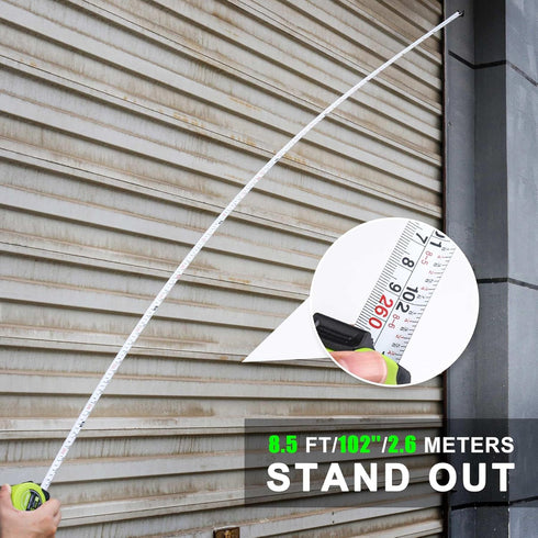 HAUTMEC 16Ft Tape Measure with Fractions 1/8, Heavy Duty Green Compact Case for Construction