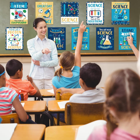 Zonon 10 Set Pcs Science Classroom Decoration Banner and Poster for Teachers Scientist Bulletin Board Posters Science