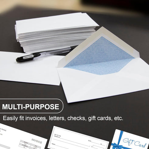 BAZIC #6 3/4 Security Envelopes with Gummed Closure, 80 Pack for Mailing and Organizing