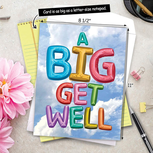 Jumbo Get Well Greeting Card by NobleWorks (8.5 x 11 Inch) - Beautiful Feel Better Soon Group Notecard J5651HGWG
