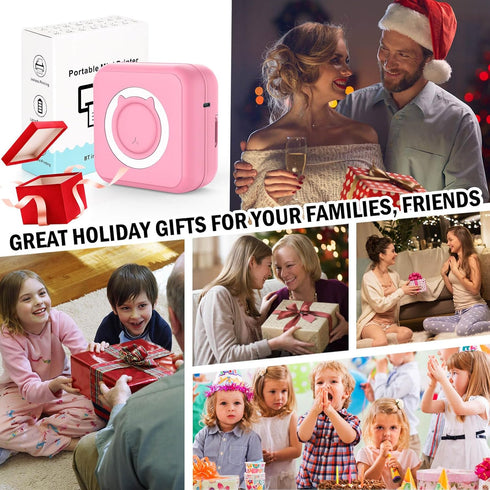 HUIJUTCHEN 10 Inkless Mini Thermal Pocket Printer, Wireless Mini Sticker Printer with Rolls Thermal Paper