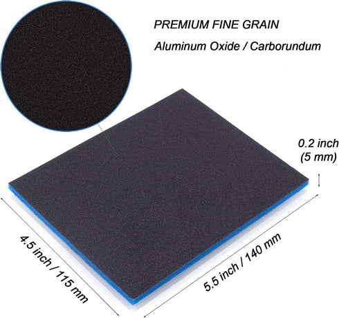 500-2000 Grit Sanding Sponge 8 Pads - 4.5" x 5.5" Ultra Fine Hand Sanding Sponges for Drywall, Metal, Wood