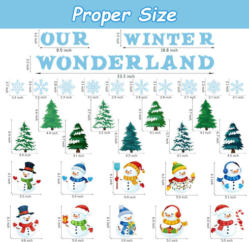 Haooryx 83Pcs Christmas Winter Snowmen Bulletin Board Set - Snowman Patterned Cut-Outs for Decor