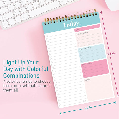 S&O Daily Planner Notepad for Productivity, 52 Page Undated Daily To Do List Organizer, TEAL