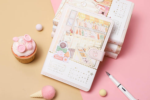 Kawaii Lined Journal Notebook, Japanese Cute Journal, 7.3 x 5.1 inch, 256 Pages, Premium Quality Paper